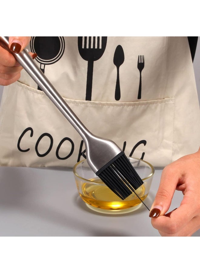 إي سي في في Multipurpose Stainless Steel Long Handle Basting Brush with Silicone Bristles BBQ Oil Sauce Butter Brush Pastry Brush for Kitchen Cooking Silver+Black - Image 2