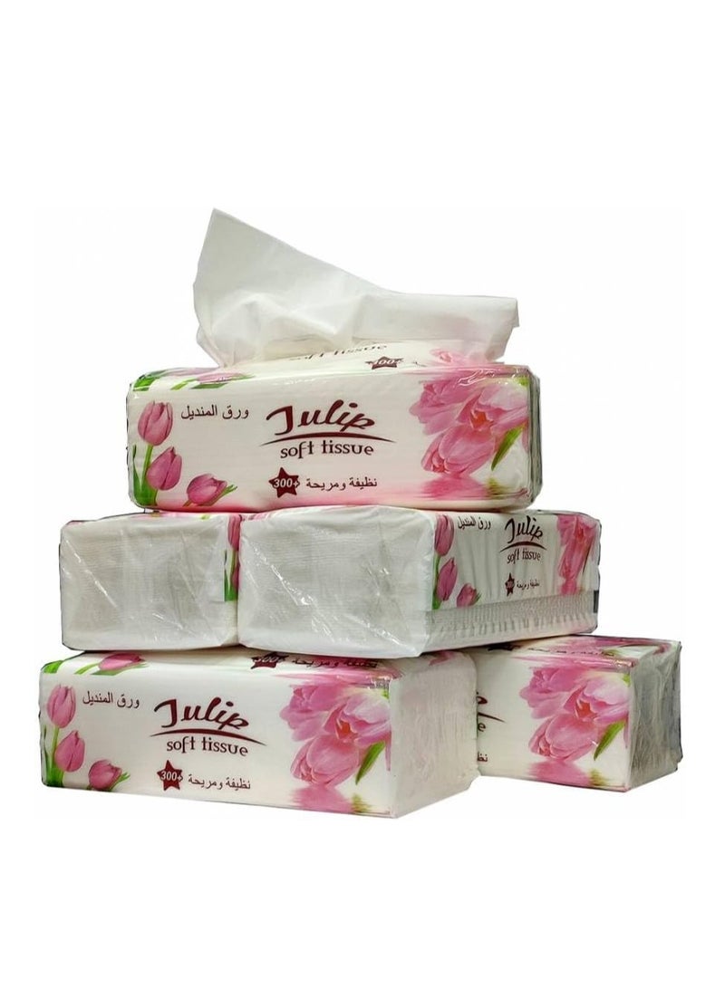 ECVV ECVV 5 Bags of 3 Ply Soft Tissue, White Facial Tissue Paper 18 x 18cm 300+ Sheets, Soft Toilet Paper Tissue, Sustainable,Septic-Safe, Toilet Paper - Image 1