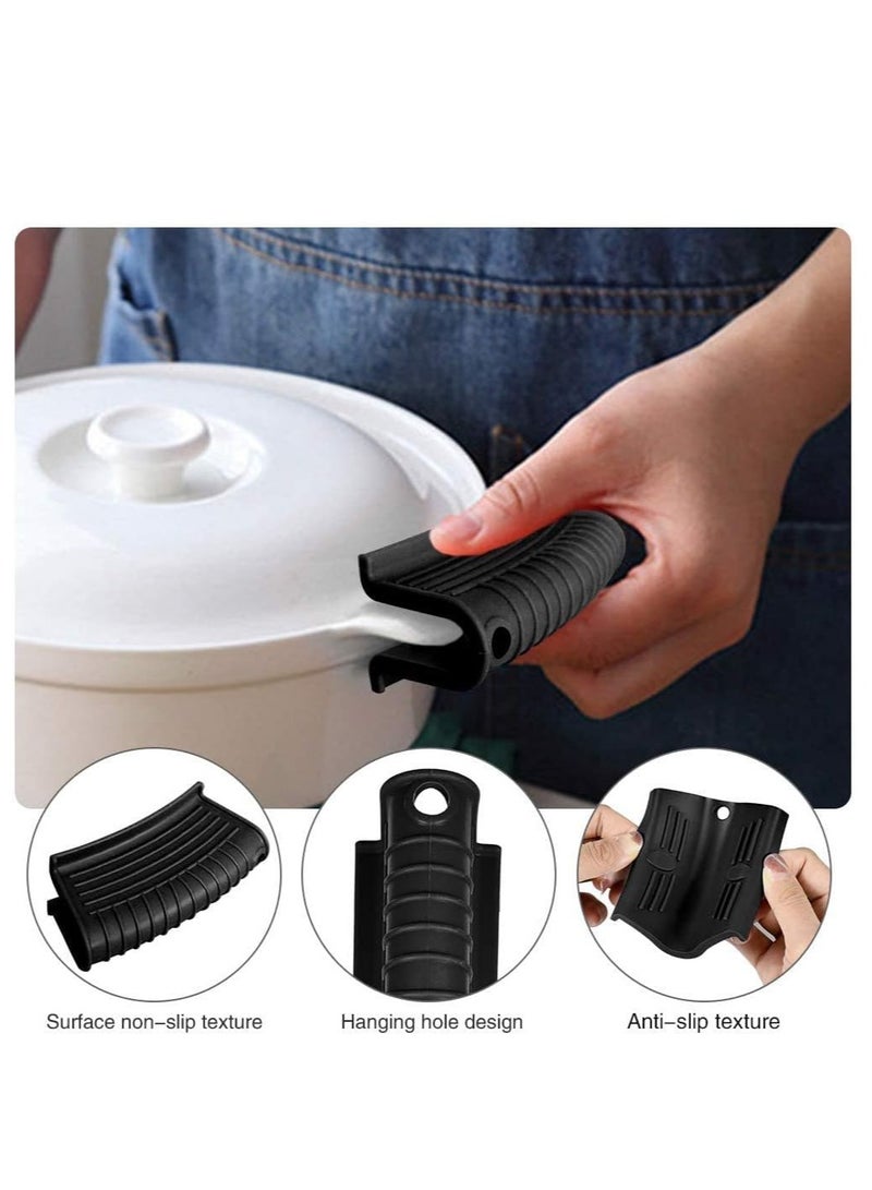 إي سي في في 4 Pack Non-Slip Silicone Hot Handle Holder Cast Iron Skillet Handle Covers Black  - Image 2