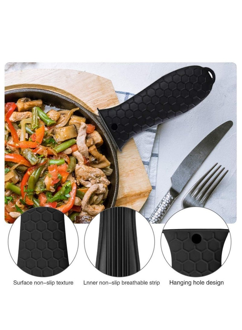 إي سي في في 4 Pack Non-Slip Silicone Hot Handle Holder Cast Iron Skillet Handle Covers Black  - Image 3