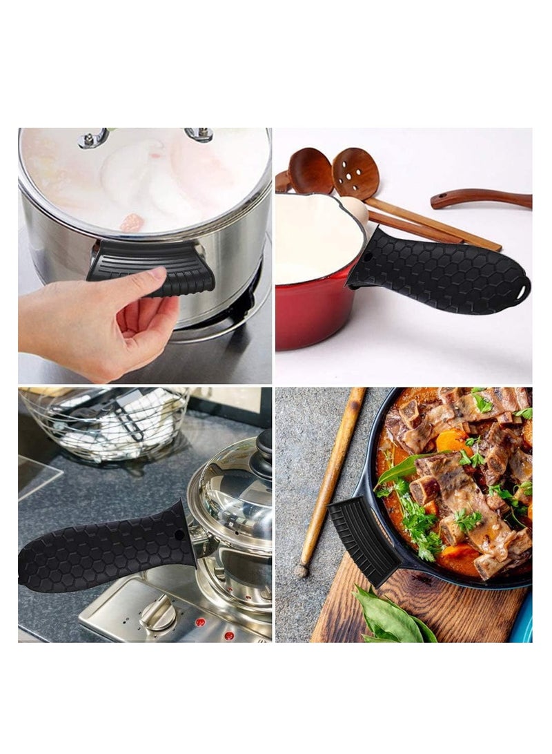 إي سي في في 4 Pack Non-Slip Silicone Hot Handle Holder Cast Iron Skillet Handle Covers Black  - Image 4