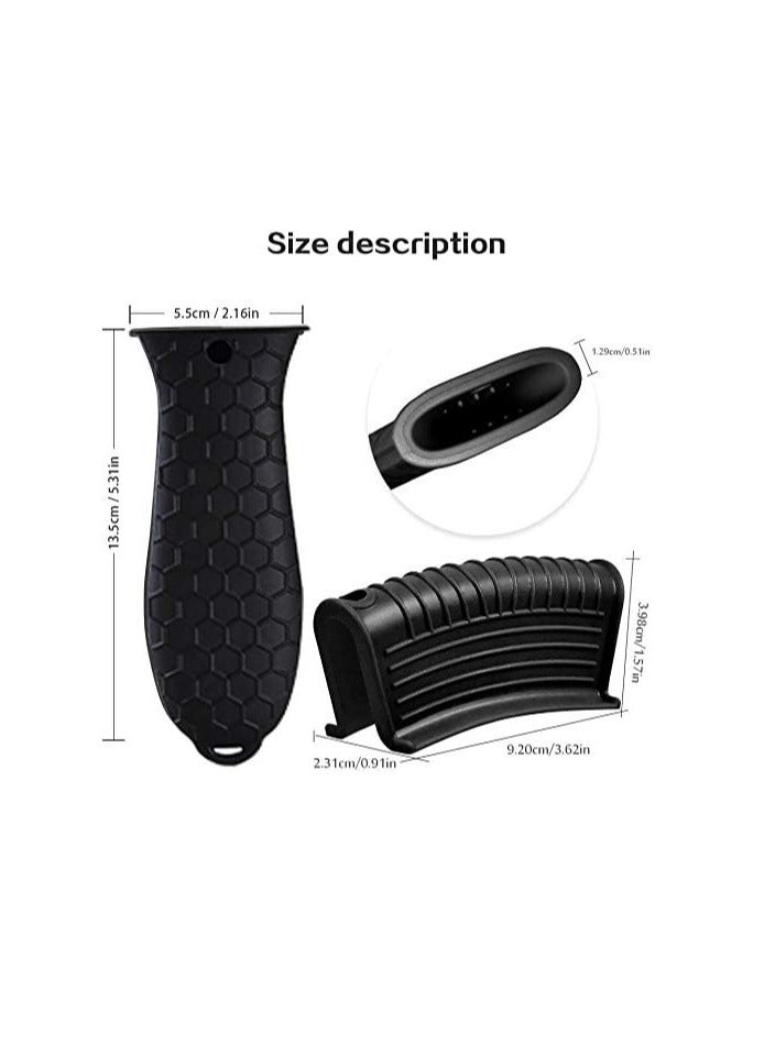 إي سي في في 4 Pack Non-Slip Silicone Hot Handle Holder Cast Iron Skillet Handle Covers Black  - Image 5