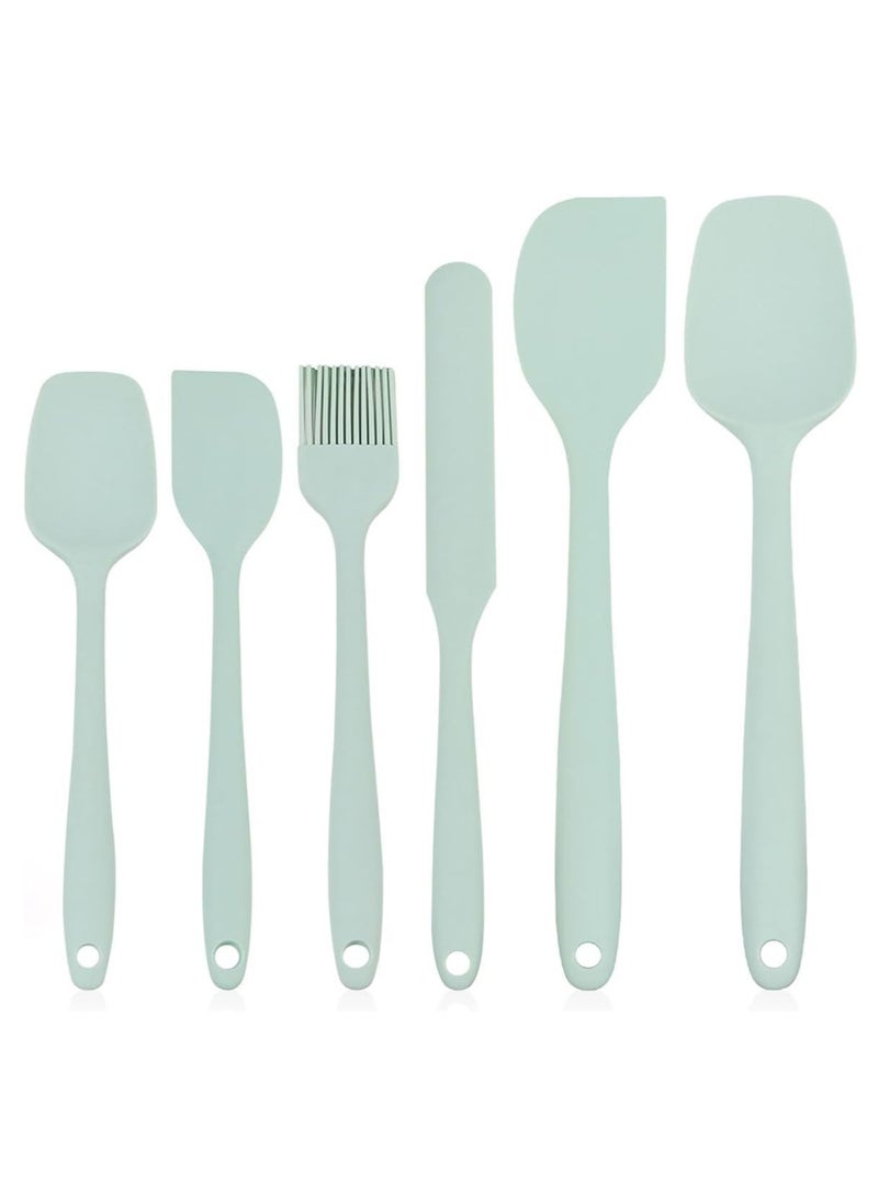 إي سي في في ECVV® 6-Piece Silicone Spatula Set - Food Grade Kitchen Utensils Set with Heat Resistant BPA-Free Rubber Spatulas for Cooking, Baking, Mixing & Scraping(Green) 