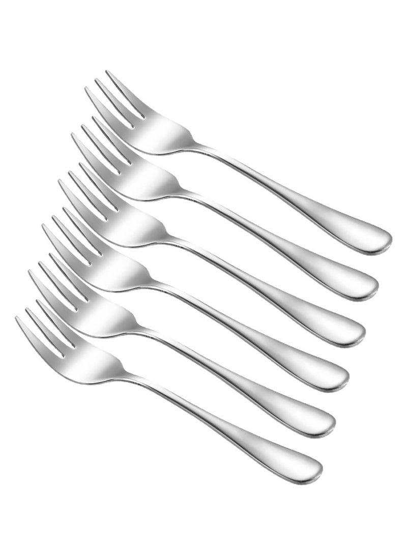 إي سي في في Dessert Forks 6 Pieces, Stainless Steel Cake Forks Silverware Set, Fruit Forks, Cocktail Forks, Appetizer Small Forks, | 5 Inches  - Image 1