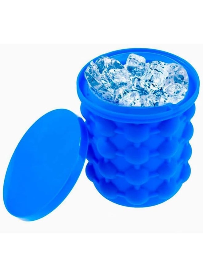 ECVV Ice Cube Maker Genie Revolutionary Space Saving Ball Makers Bucket Party Drink Silicone Trays Mold Kitchen Tools for Chilling Burbon Whiskey Cocktail Beverages, Blue Blue - Image 1