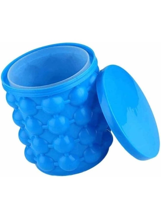ECVV Ice Cube Maker Genie Revolutionary Space Saving Ball Makers Bucket Party Drink Silicone Trays Mold Kitchen Tools for Chilling Burbon Whiskey Cocktail Beverages, Blue Blue - Image 3