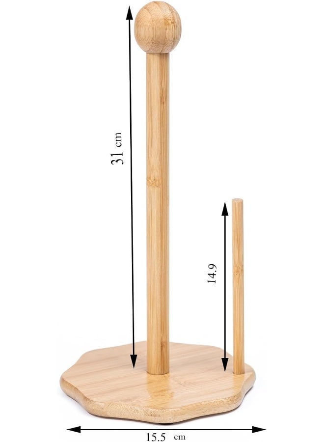 إي سي في في Octagon Shape Bamboo Roll countertop Tissue Stand, Bamboo Paper ,Kitchen Paper Towel Stand Tissue Holder Brown  - Image 3