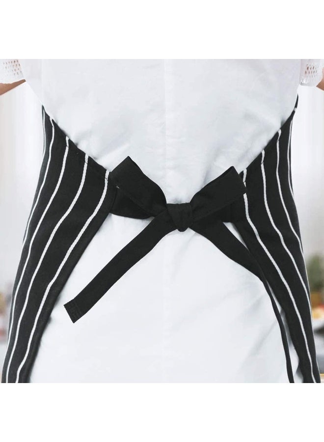 ECVV - Heavy Duty Canvas Work Apron, Full Body Workwear Apron with Adjustable Straps and Large Pockets for Men Women, Shop Apron Wood Working Gifts for Men Black with White Stripes - Image 1