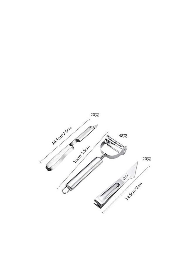 إي سي في في مجموعة 3 قطع من مقشرات الفواكه من الفولاذ المقاوم للصدأ وسكين تقشير البطيخ ومبشرة متعددة الوظائف - Image 2