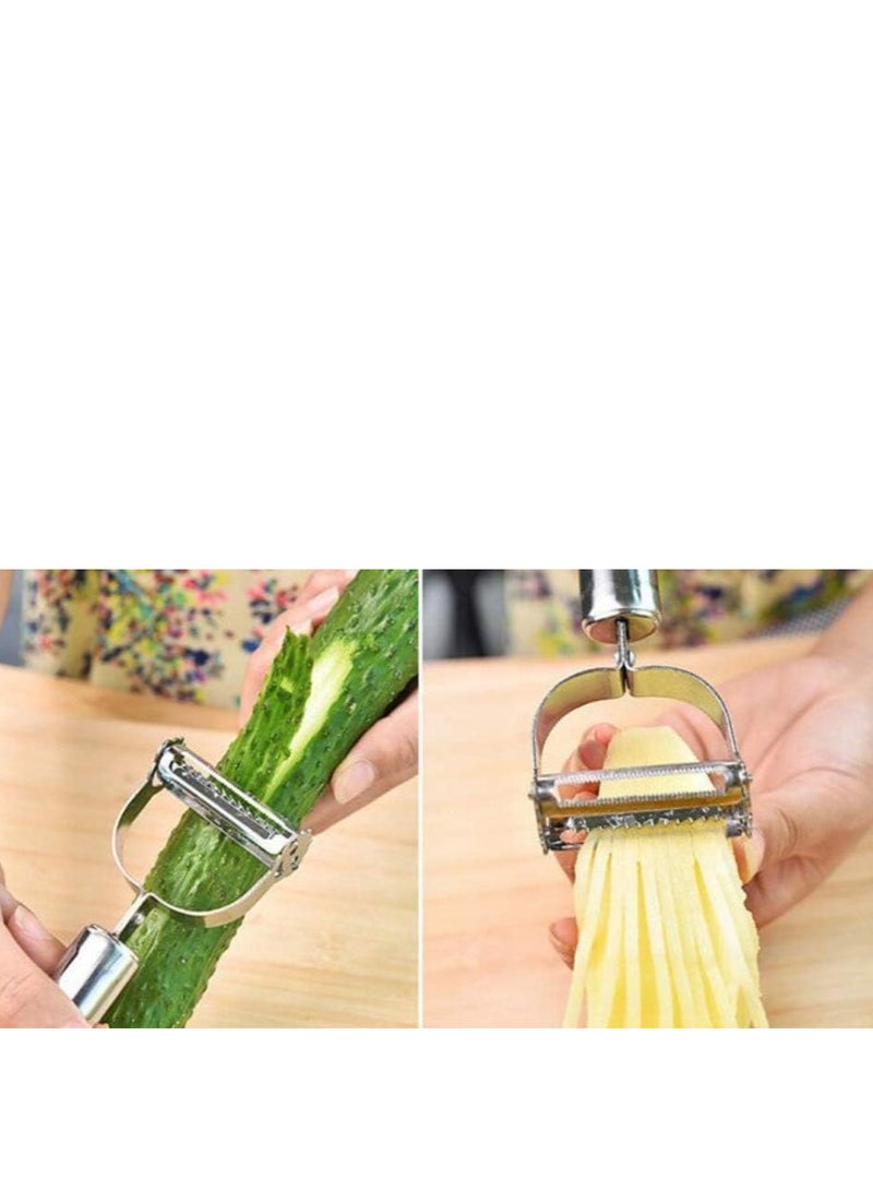 إي سي في في مجموعة 3 قطع من مقشرات الفواكه من الفولاذ المقاوم للصدأ وسكين تقشير البطيخ ومبشرة متعددة الوظائف - Image 3