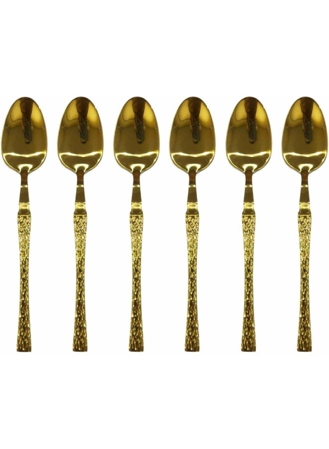 ECVV 6pcs, Stainless Steel Tea Spoons | Coffee Spoons findTop Heavy-duty Spoons Cutlery Set Gold - Image 1