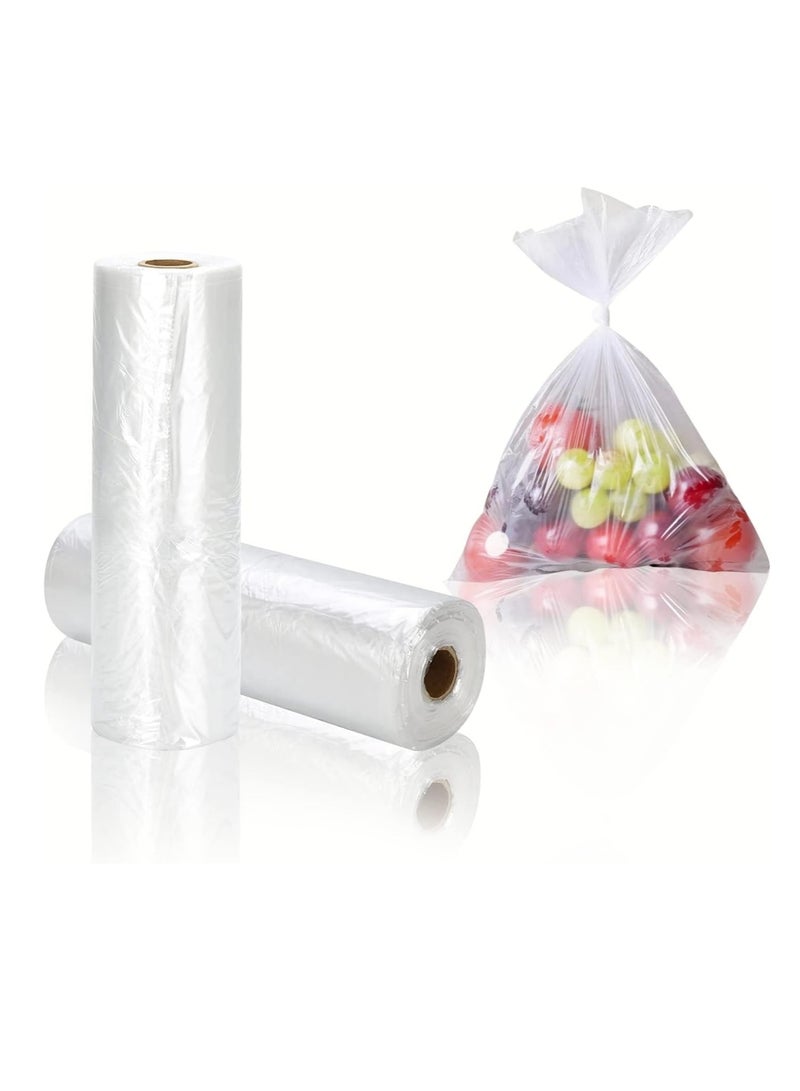 ECVV ECVV 120 Pieces Clear Plastic bags on Roll for Fruit, Vegetables, Small Bins, Grocery, Storage, 40 Bags Per Roll (30x40CM/ 3Roll) - Image 1