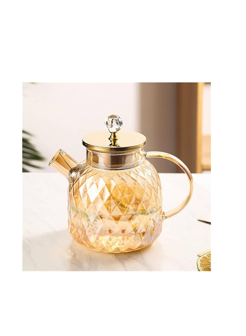 إي سي في في ECVV Glass Teapot for Stovetop & Microwave Safe, Glass Teapot with Infuser Tea Pots for Loose Tea, Glass kettle for Stove Top and Blooming Tea, Glass Tea Pot with Lid  - Image 1