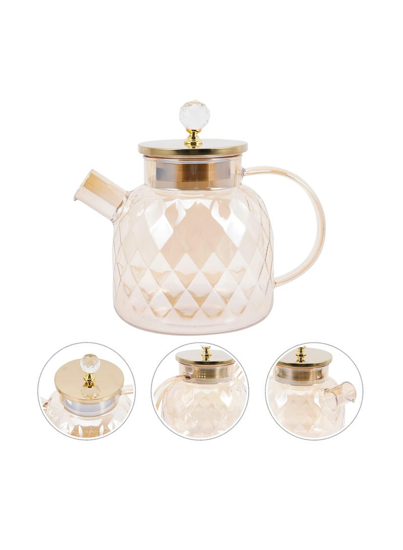 إي سي في في ECVV Glass Teapot for Stovetop & Microwave Safe, Glass Teapot with Infuser Tea Pots for Loose Tea, Glass kettle for Stove Top and Blooming Tea, Glass Tea Pot with Lid  - Image 2