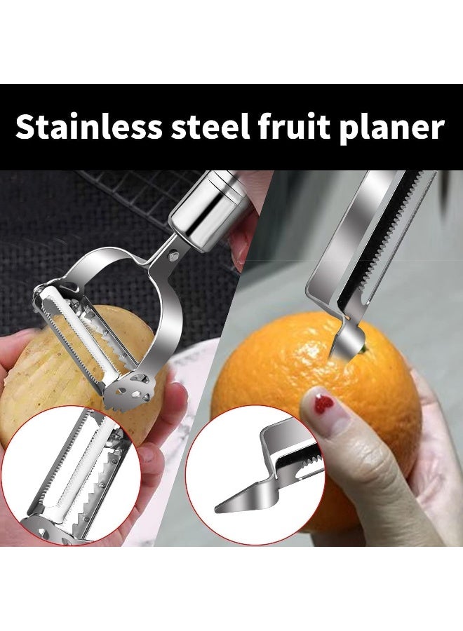 إي سي في في 3 Piece Stainless Steel Y & I Shaped Vegetable Peeler with Julienne Slicer and Swivel Peeler for Kitchen Set Including Kitchen Tool Kit for Fruit Chicken Silver  - Image 5