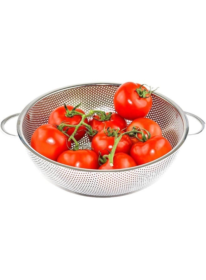 إي سي في في Multipurpose Stainless Steel Colander Strainer Drainer with Handle 20cm Silver  - Image 5