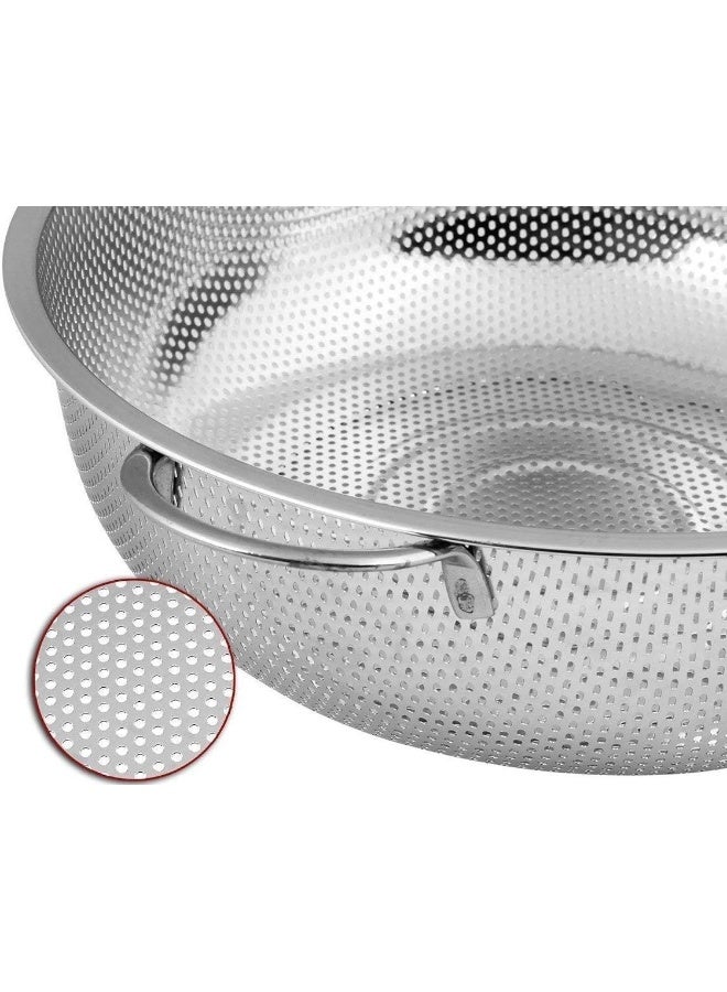 إي سي في في Multipurpose Stainless Steel Colander Strainer Drainer with Handle 20cm Silver  - Image 3