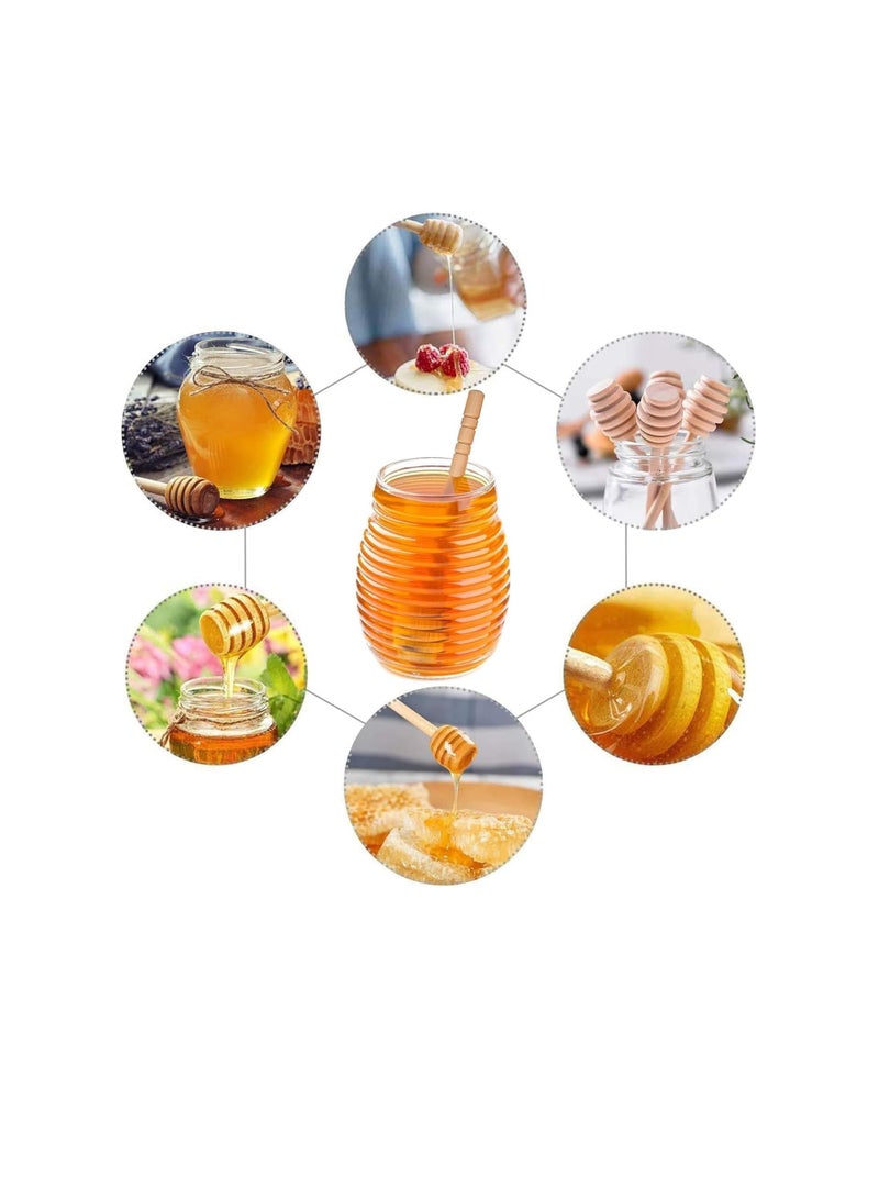 إي سي في في 3Pcs Honey Dipper Sticks, 16cm Wooden Honey Spoon Stirrers for Honey Jar Dispense Drizzle, Honeycomb Stick, Honey Stick - Image 3