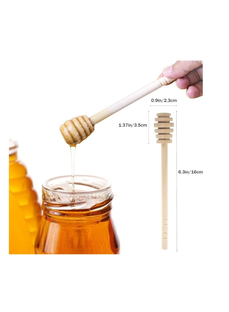 إي سي في في 3Pcs Honey Dipper Sticks, 16cm Wooden Honey Spoon Stirrers for Honey Jar Dispense Drizzle, Honeycomb Stick, Honey Stick - Image 2