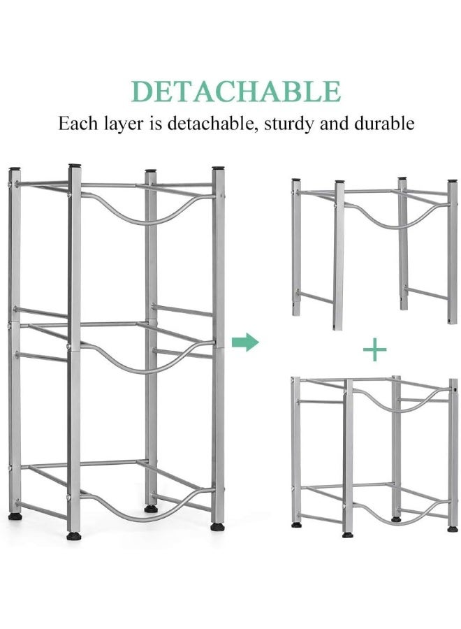 ECVV 3-Tier Storage Rack 5 Gallon Heavy Duty Holder Shelf Cabby Save Space Silver  - Image 5