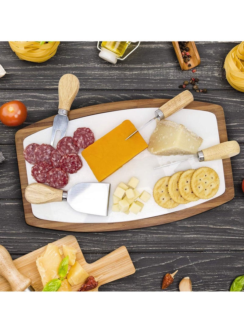إي سي في في 4 Pieces Set Cheese Knives with Bamboo Wood Handle Steel Stainless Cheese Slicer Cheese Cutter  - Image 3