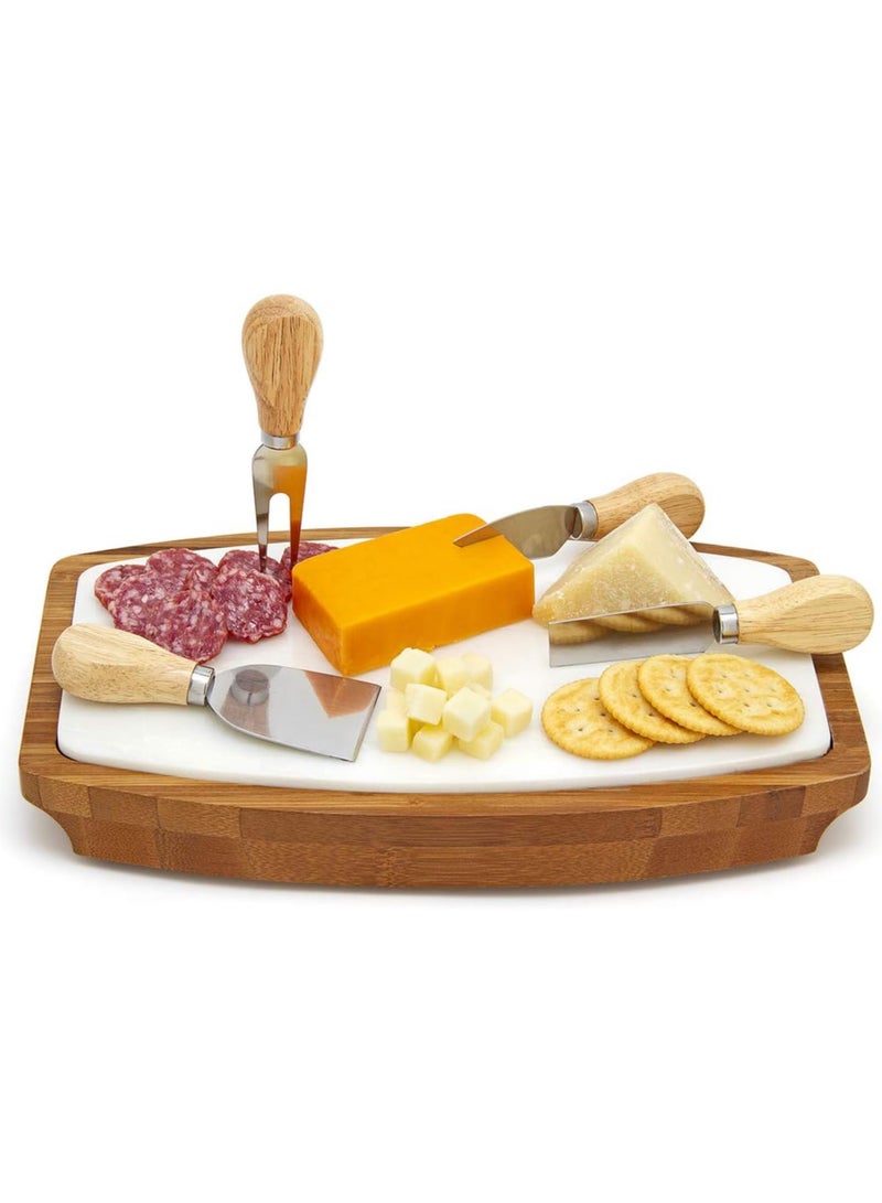 إي سي في في 4 Pieces Set Cheese Knives with Bamboo Wood Handle Steel Stainless Cheese Slicer Cheese Cutter  - Image 5