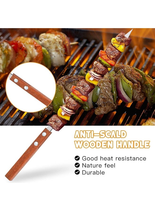 إي سي في في 6 Pcs BBQ Skewers Set, 19 inch Turkish Skewers with Wooden Handle, Stainless Steel Kebab Skewers, for Koobideh Kebab, Turkish Style BBQ Silver  - Image 3