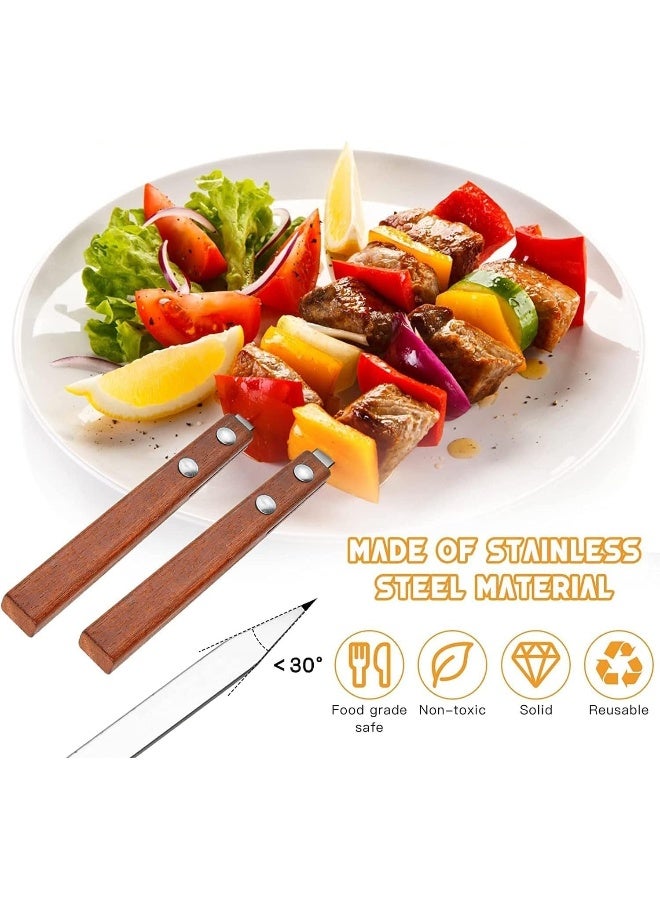إي سي في في 6 Pcs BBQ Skewers Set, 19 inch Turkish Skewers with Wooden Handle, Stainless Steel Kebab Skewers, for Koobideh Kebab, Turkish Style BBQ Silver  - Image 4