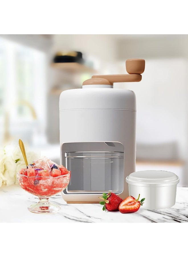 إي سي في في Hand Made Shaved Ice Machine, Snow Cone Machine Portable Ice Crusher Advanced Manual Ice Shaving Machine, Household Kitchen Utensils, And Freezing Mold For Making Smoothies White  - Image 1