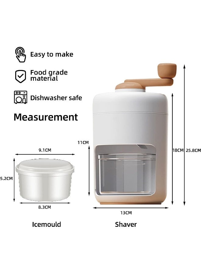 إي سي في في Hand Made Shaved Ice Machine, Snow Cone Machine Portable Ice Crusher Advanced Manual Ice Shaving Machine, Household Kitchen Utensils, And Freezing Mold For Making Smoothies White  - Image 2