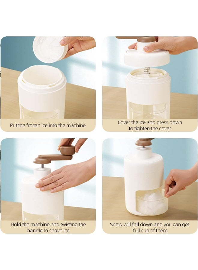 إي سي في في Hand Made Shaved Ice Machine, Snow Cone Machine Portable Ice Crusher Advanced Manual Ice Shaving Machine, Household Kitchen Utensils, And Freezing Mold For Making Smoothies White  - Image 4