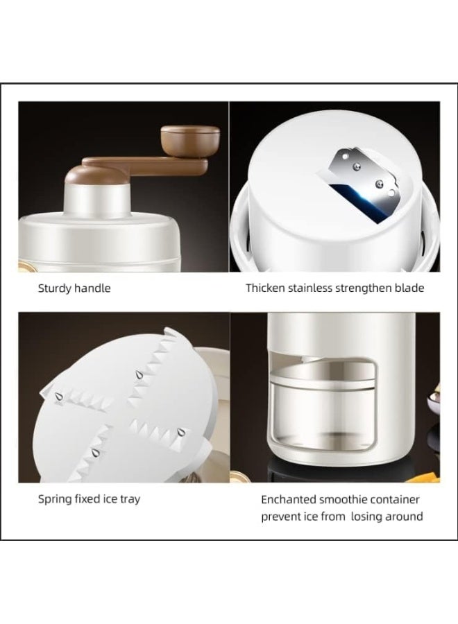إي سي في في Hand Made Shaved Ice Machine, Snow Cone Machine Portable Ice Crusher Advanced Manual Ice Shaving Machine, Household Kitchen Utensils, And Freezing Mold For Making Smoothies White  - Image 3
