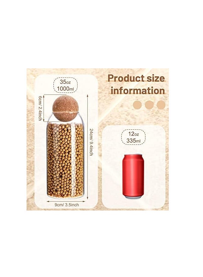 ECVV Jar Coffee Bean Jar Glass Container with Ball Cork Round Glass Bottles with Cork Glass Canisters with Airtight Seal Wooden Lid - Image 4