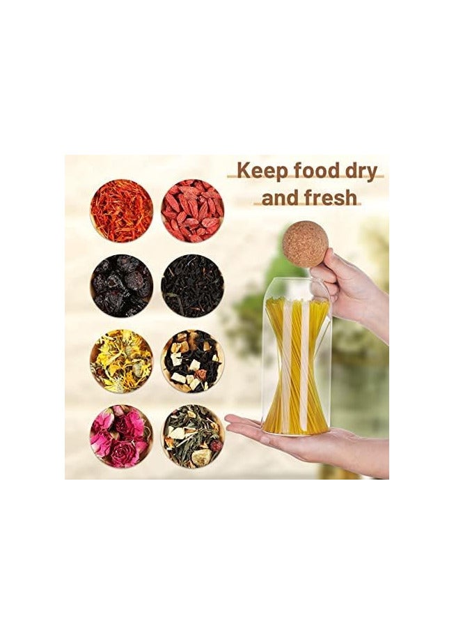 ECVV Jar Coffee Bean Jar Glass Container with Ball Cork Round Glass Bottles with Cork Glass Canisters with Airtight Seal Wooden Lid - Image 5