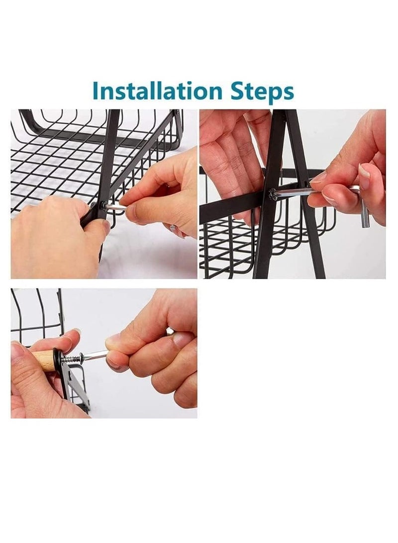 إي سي في في سلة فواكه ثلاثية الطبقات لتخزين الخضروات وعرض الخبز للمطبخ - Image 3