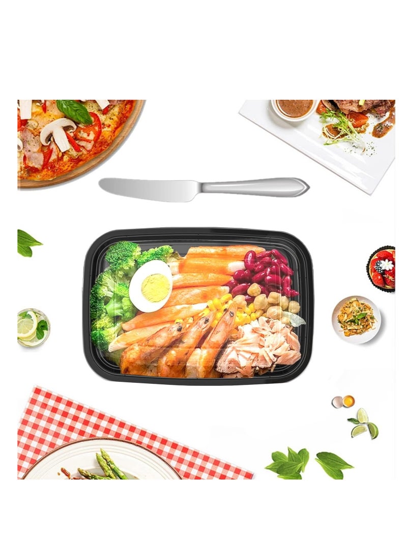 ECVV 100-Piece Meal Prep Containers with Lids 1 Compartment Plastic Food Storage Containers 32 Oz Black/Transparent - Image 4