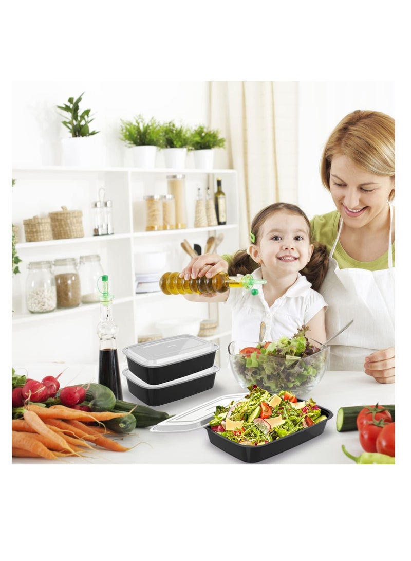 ECVV 100-Piece Meal Prep Containers with Lids 1 Compartment Plastic Food Storage Containers 32 Oz Black/Transparent - Image 5