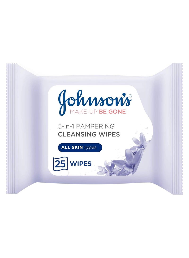 جونسون Pampering Face Cleansing Wipes, Suitable for All Skin Types, 25 Wipes