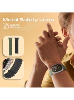 Powerful N52+ Magnetic Apple Watch Band With Metal Safety Loop, Durable Silicone, Compatible with All Apple Watch Sizes Midnight Green