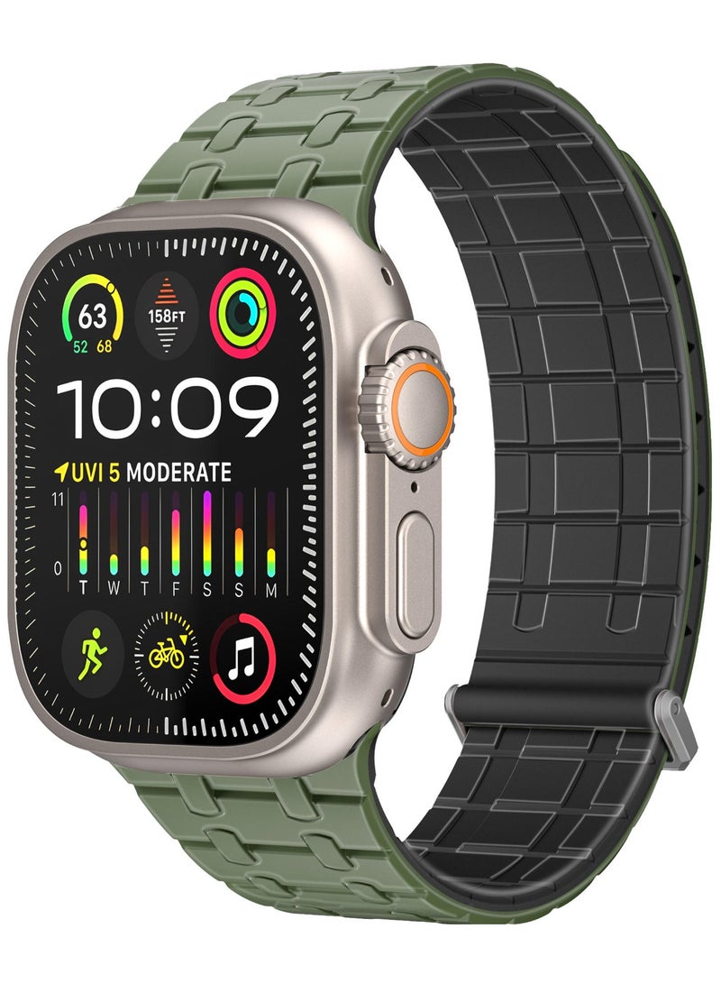 PROMATE - Powerful N52+ Magnetic Apple Watch Band With Metal Safety Loop, Durable Silicone, Compatible with All Apple Watch Sizes Midnight Green - Image 1