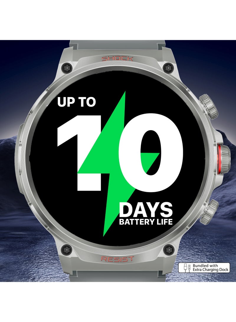 PROMATE - 710 mAh Tough-Built Smartwatch with Round 1.85-Inch TFT Display, 100+ Sports Modes, Heart Rate Sensors, Blood Pressure Monitor, Bluetooth Calling, Sleep Tracker, IP67 Water Resistance, Durable Zinc Alloy Frame, XWatch-R20 Silver - Image 1