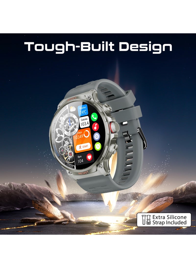 PROMATE - 710 mAh Tough-Built Smartwatch with Round 1.85-Inch TFT Display, 100+ Sports Modes, Heart Rate Sensors, Blood Pressure Monitor, Bluetooth Calling, Sleep Tracker, IP67 Water Resistance, Durable Zinc Alloy Frame, XWatch-R20 Silver - Image 1