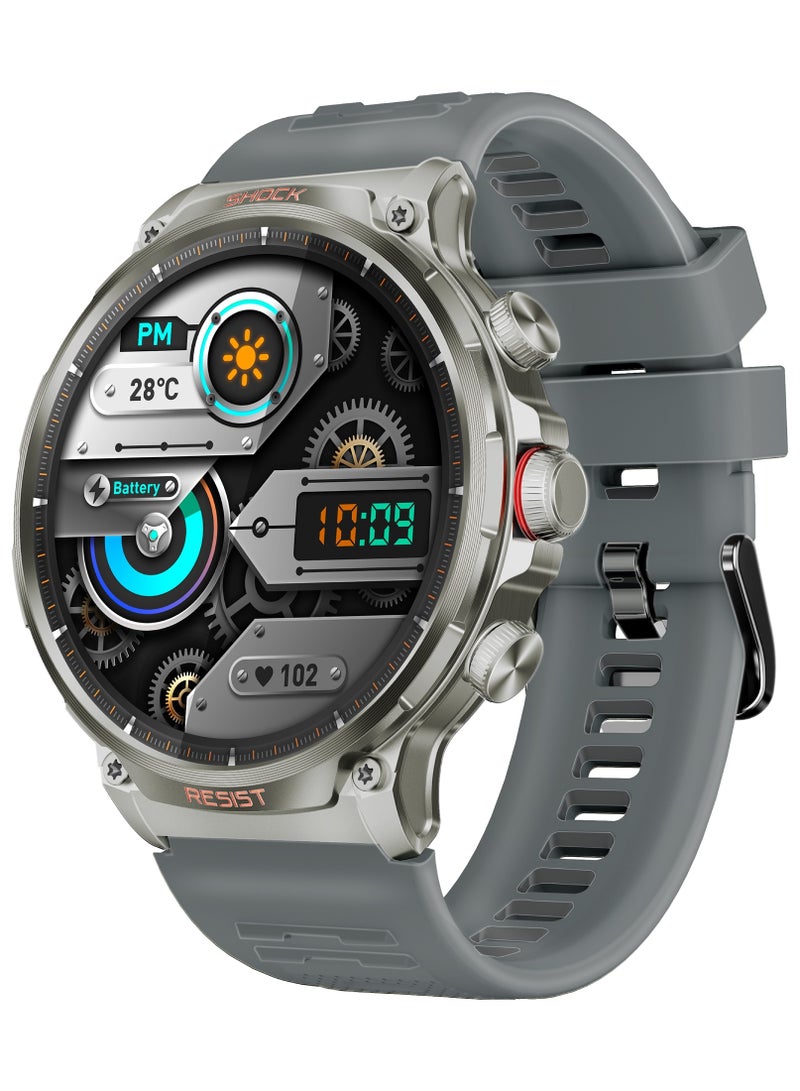 PROMATE - 710 mAh Tough-Built Smartwatch with Round 1.85-Inch TFT Display, 100+ Sports Modes, Heart Rate Sensors, Blood Pressure Monitor, Bluetooth Calling, Sleep Tracker, IP67 Water Resistance, Durable Zinc Alloy Frame, XWatch-R20 Silver - Image 1