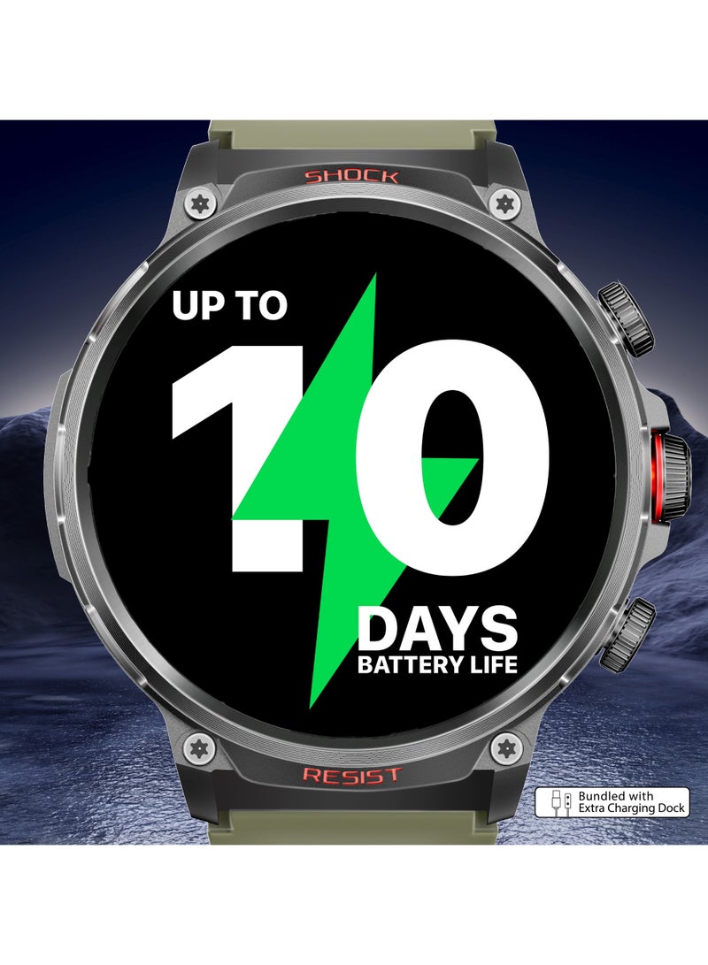 PROMATE - 710 mAh Tough-Built Smartwatch with Round 1.85-Inch TFT Display, 100+ Sports Modes, Heart Rate Sensors, Blood Pressure Monitor, Bluetooth Calling, Sleep Tracker, IP67 Water Resistance, Durable Zinc Alloy Frame, XWatch-R20 Green - Image 1