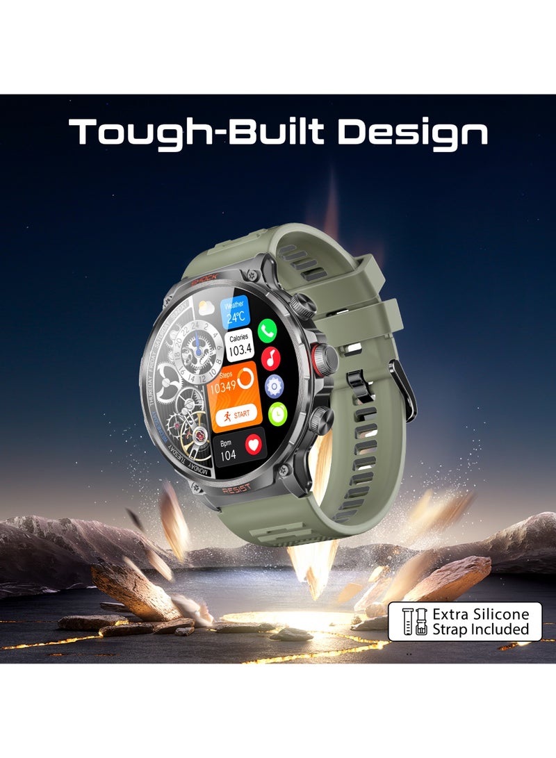 PROMATE - 710 mAh Tough-Built Smartwatch with Round 1.85-Inch TFT Display, 100+ Sports Modes, Heart Rate Sensors, Blood Pressure Monitor, Bluetooth Calling, Sleep Tracker, IP67 Water Resistance, Durable Zinc Alloy Frame, XWatch-R20 Green - Image 1