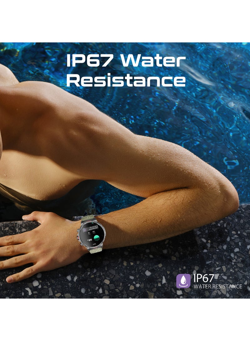 PROMATE - 710 mAh Tough-Built Smartwatch with Round 1.85-Inch TFT Display, 100+ Sports Modes, Heart Rate Sensors, Blood Pressure Monitor, Bluetooth Calling, Sleep Tracker, IP67 Water Resistance, Durable Zinc Alloy Frame, XWatch-R20 Green - Image 1