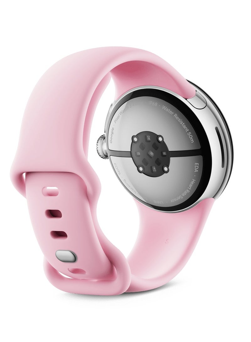 Google Pixel Watch 3 (41mm) - Android Smartwatch with Heart Rate Tracking, Advanced Running from Fitbit, Fitness Insights, 24-Hour Battery - Polished Silver Aluminium Case - Rose Quartz Band - Wi-Fi - Image 4