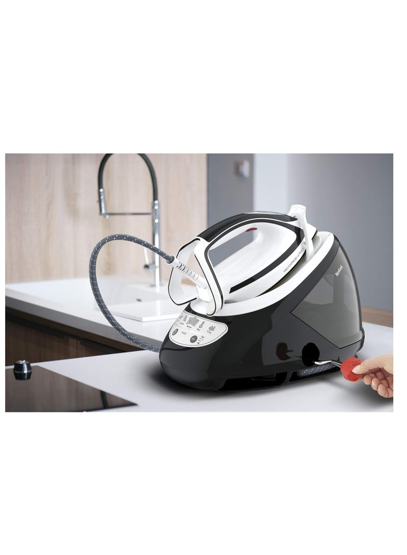 تيفال Pro Express Ultimate Steam Iron Station, 8-Bar Pressure, 520g/min Steam Boost, Water Tank, Removable Anti-Limescale Collector, Anti-Drip System, 5 Settings, 1.9 L 2470 W GV9550 Black & White  - Image 3