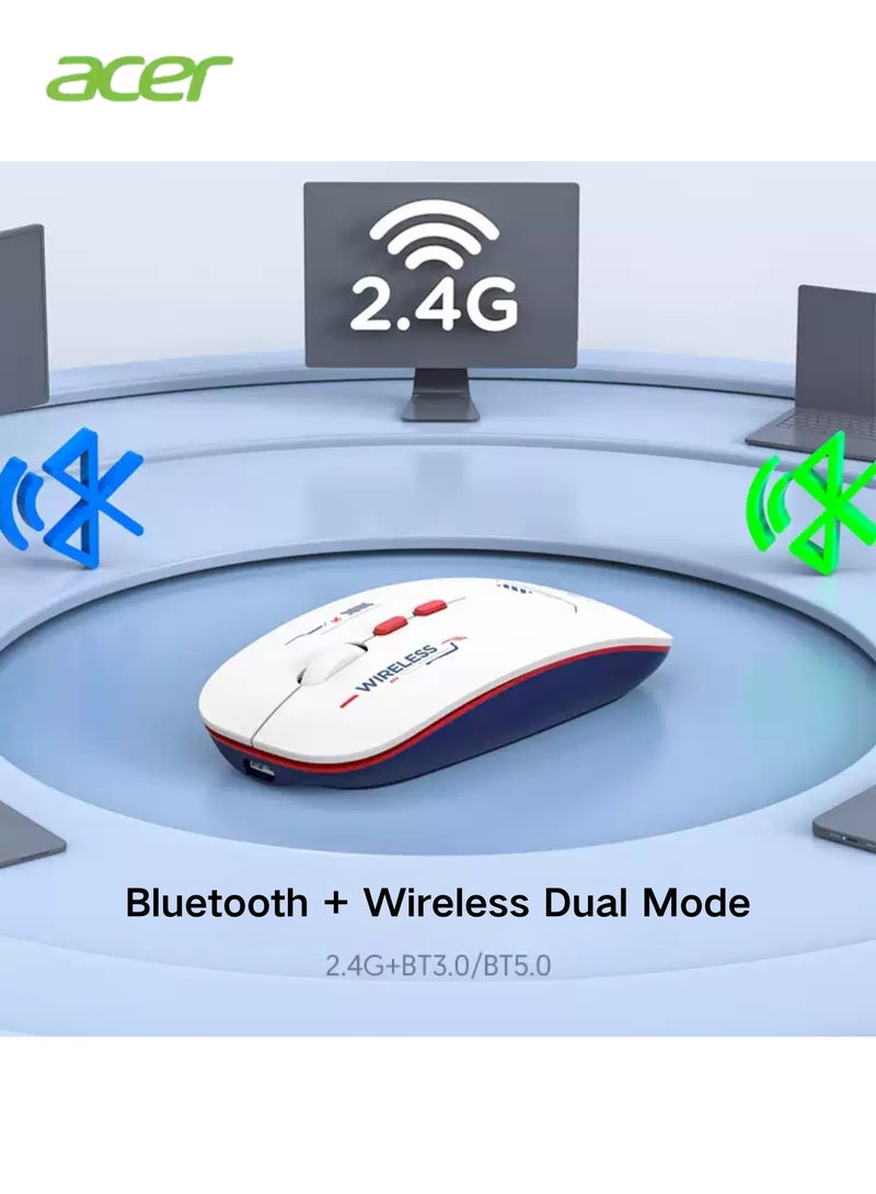 Acer - L175S-H Wireless Mouse: Dual-Mode Connectivity, Type-C Charging, 3-Level DPI Adjustment, and Stylish Design for Enhanced Productivity white - Image 1