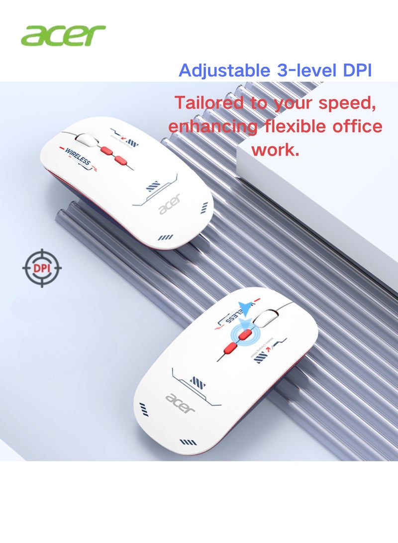 Acer - L175S-H Wireless Mouse: Dual-Mode Connectivity, Type-C Charging, 3-Level DPI Adjustment, and Stylish Design for Enhanced Productivity white - Image 1